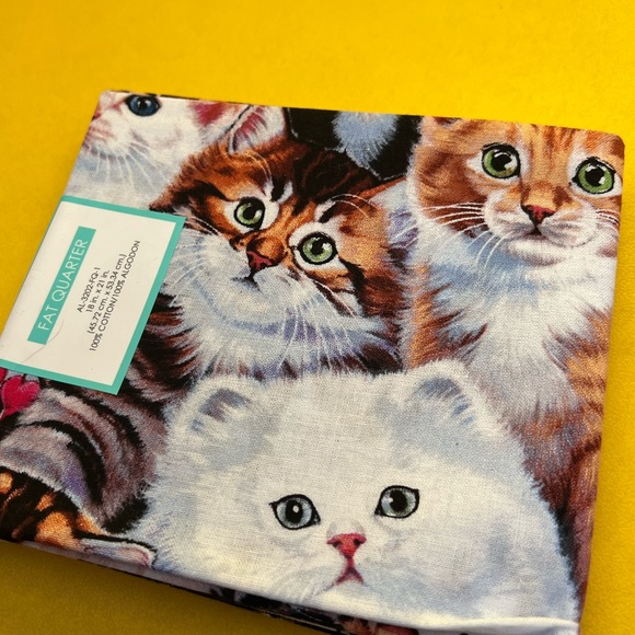 FAT QUARTER cat fabric cotton print kitty whiskers faces assorted - Picture 2 of 5